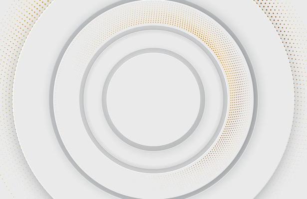 Modern minimal and clean white gold circle background in 3d realistic look