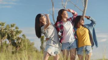 Asian women having fun together at summer travel video
