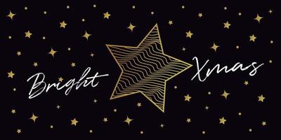 Bright Xmas with big gold star and black background vector