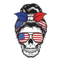Skull Mom USA Headband America design on white background. Halloween. skull head logos or icons. vector illustration.