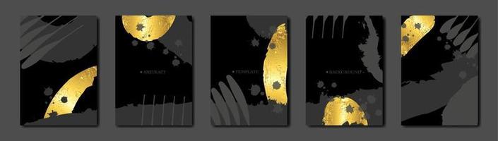 Black and Gold Design Templates set for Brochures, Flyers, Mobile Technologies, Applications, Online Services, Typographic Emblems, Logo, Banners. Golden Abstract Modern vector luxury Background