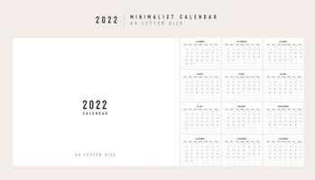 calendario 2022 estilo minimalista de moda. juego de calendario de escritorio de 12 páginas. Diseño de planificador de calendario mínimo 2022 para plantilla de impresión. ilustración vectorial vector