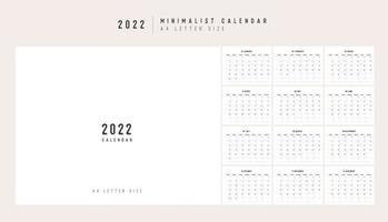 Calendar 2022 Trendy Minimalist Style. Set of 12 pages desk calendar. 2022 minimal calendar planner design for printing template. vector illustration