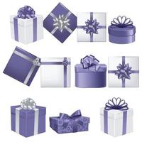 Violet Collection of Presents. Vector illustration
