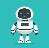 Flat white Ai robot character vector