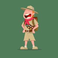 Funny scout boy with badges vector