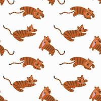 Seamless pattern with simple cute tiger cubs on a white background vector