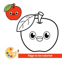 Coloring book for kids, apple vector