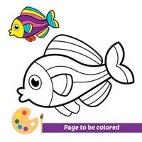 Coloring book for kids, fish vector