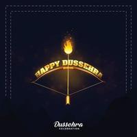 Ilustración de feliz dussehra. en el cartel, sostenga la flecha en el arco. fondo colorido y atractivo vector