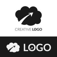 Creative Logo design of cloud. Cloud with arrow simple solid logo design vector