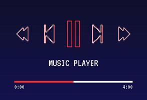 reproductor de música retro de 8 bits vector