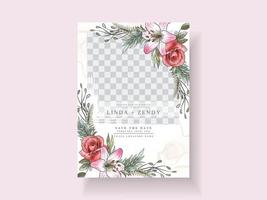 Romantic floral wedding invitations card vector