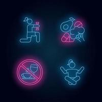 Healthcare neon light icon set vector