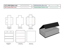 Imán de bloqueo de caja rígida plantilla dieline y render 3d vector