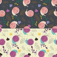 Seamless pattern with cute snails and autumn leaves. vector