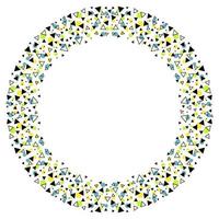 Geometrical round frame of triangles, dots isolated on white background. Geometric circle element. vector