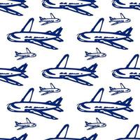 airplane doodle - seamless pattern. passenger airlines - color illustration in flat style vector