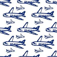 airplane doodle - seamless pattern. passenger airlines - color illustration in flat style vector