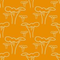 mushrooms autumn seamless background. mushrooms drawing by thin lines. autumn forest vector