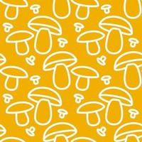 mushrooms sketch - seamless background from thin lines. forest autumn vector