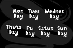 nombres de los días de la semana, tipográfico grunge vintage, letras de estilo de sello desigual para los diseños de su calendario vector