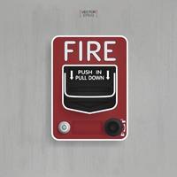 Red fire alarm switch on gray concrete background. Vector. vector