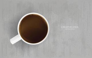 Top view of a cup of coffee on concrete texture background. Vector. vector