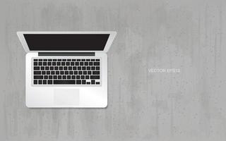 Open laptop on grunge concrete texture background. Vector. vector