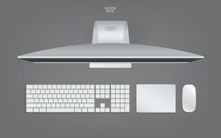 Top view of computer, keyboard, mouse and track pad. Mock up template for adding your content or digital business concept. Vector. vector