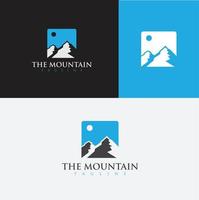 logo de aventura de montaña alpina diseño de montaña al aire libre, senderismo, camping, expedición y aventura al aire libre. explorando la naturaleza vector