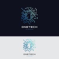 Abstract One Tech Logo Design Vector. 1 Digital Logo mosaic icon illustration vector