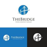 bridge architecture landmark logo tourism blue city structure design vector illustration