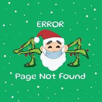 Mensaje de error 404 con temática navideña. Ups, página no encontrada. Falta la página próximamente mensaje de error. santa claus navidad nieve caída fondo vector editable.