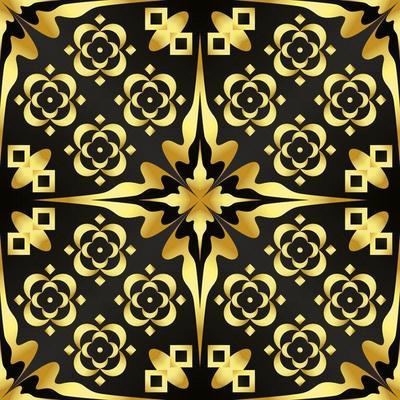 This is a golden texture with buds and stars in the Art Deco style