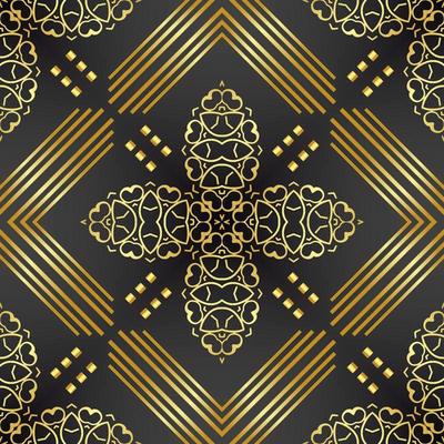 This is a dark texture with a golden openwork pattern in the Art Deco style