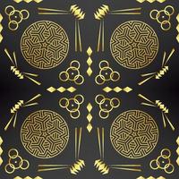 It's a dark texture with golden mandalas and arrows vector