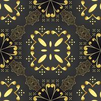 This is a dark floral texture with a golden openwork pattern in the Art Deco style vector