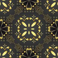 This is a dark floral texture with a golden openwork pattern in the Art Deco style vector