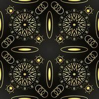 It is a dark astronomical texture with golden mandalas vector