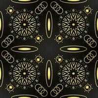 It is a dark astronomical texture with golden mandalas vector