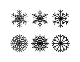 Set of simple snowflake of black lines. Festive decoration for New Year and Christmas vector