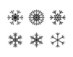 Set of simple snowflake of black lines. Festive decoration for New Year and Christmas vector