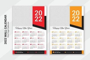 One page 2022 wall calendar template design vector