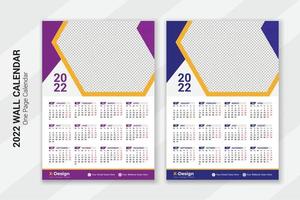 One page 2022 wall calendar template design vector