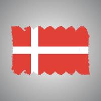 Denmark flag vector with watercolor brush style