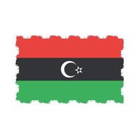 Libya flag vector with watercolor brush style