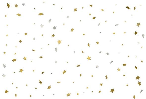 Gold glitter background. 3d Gold stars confetti. Vector.