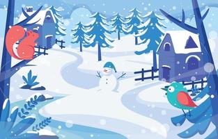 Winter Scenery Village vector