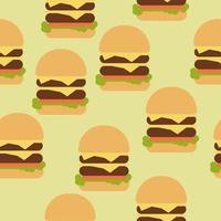 Double cheeseburger seamless pattern, fast food on gray background vector